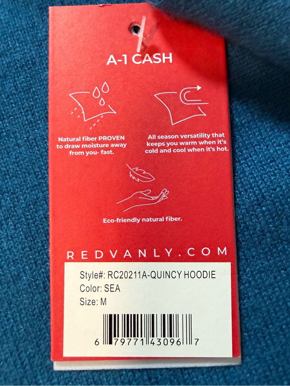 REDVANLY Quincy 100% Cashmere Hoodie Sweater in Sea size M - Picture 6 of 11
